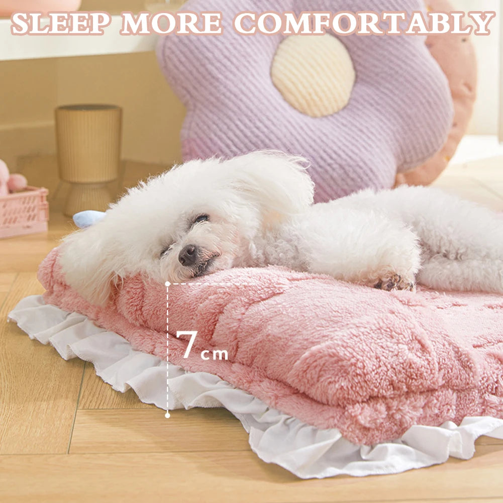 Washable Cat & Dog Bed Mat – Anti-Slip, Soft Plush Pet Cushion for Puppies & Kittens
