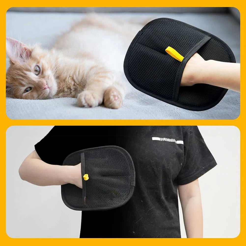 Double-Sided Pet Grooming Gloves – Hair Remover & Static Dedusting Brush for Pets, Furniture, & Clothing (24×16cm)