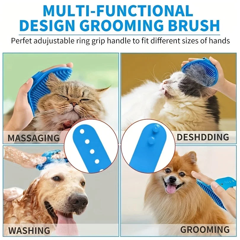 2Pcs Pet Grooming Kit – De-Shedding Brush & Bath Glove for Dogs, Cats, Rabbits | Hair Removal & Cleaning Set