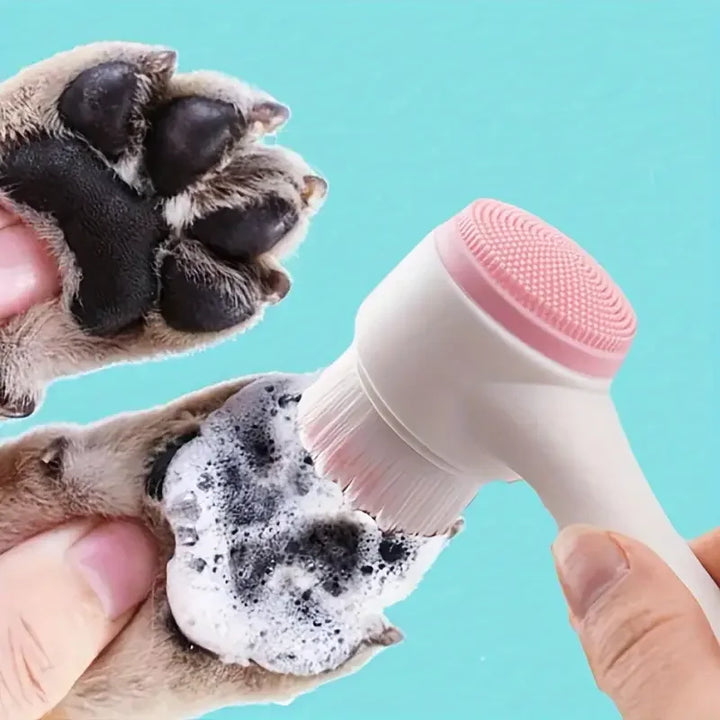 1pc Silicone Pet Paw Cleaner & Massage Brush – Dual-Sided Dog Grooming Tool for Paw Washing, Mud Removal & Coat Massage (Pink)