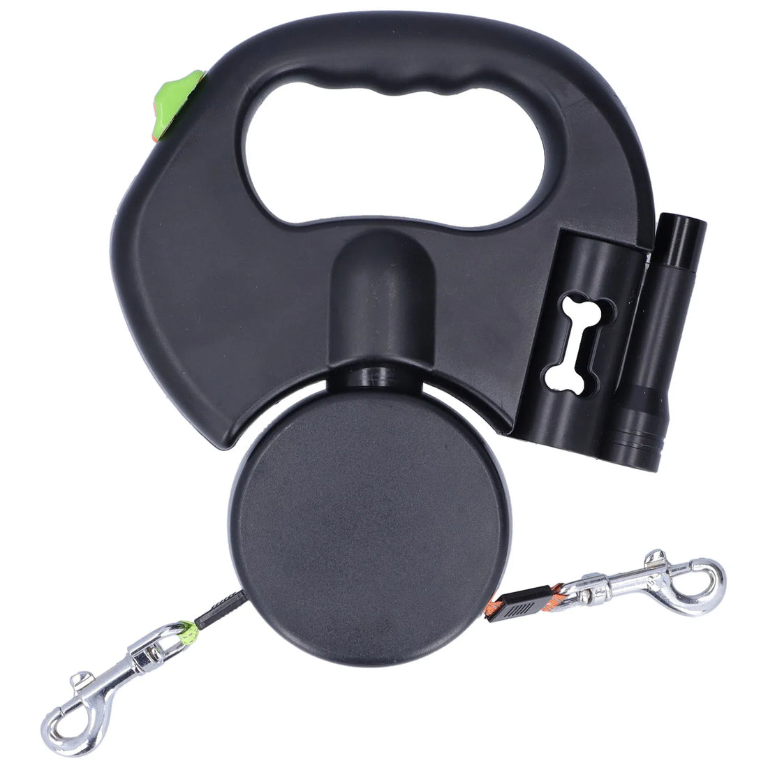 Dual Retractable Dog Leash with LED Flashlight & Waste Bag Dispenser – 360° Tangle-Free Design for 2 Dogs (Up to 33 lbs Each)