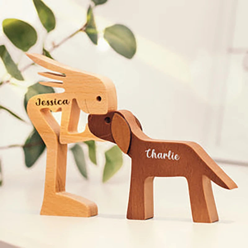 Personalized Wooden Pet Ornament – Custom Dog & Cat Carving Gift for Pet Lovers | Handmade Wood Sculpture Keepsake