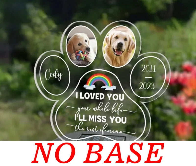 Personalized Pet Memorial Solar Light – Custom 3D Photo LED Lamp for Dog Loss, Grave Marker, Garden & Cemetery Decoration Gift