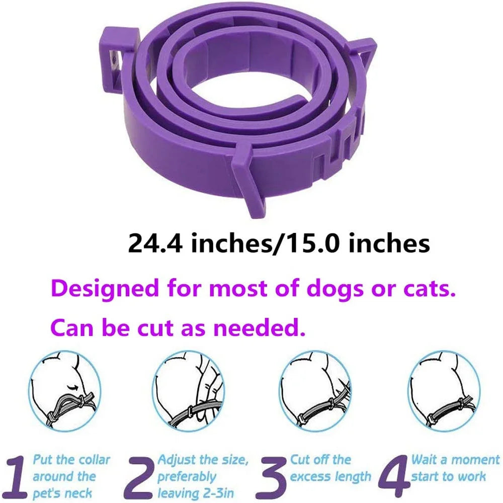 Pet Calm Collar – Adjustable, Waterproof Calming Collar for Dogs & Cats with Lavender & Chamomile (Lasts Up to 60 Days