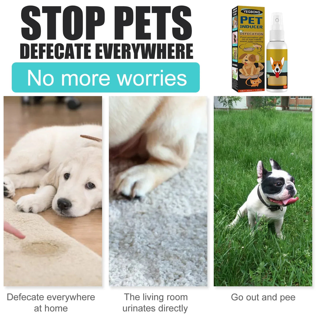 Pet Potty Training Spray for Dogs & Cats – 30ml Toilet Training Aid for Puppies, Kittens, Indoor & Outdoor Use – Urine & Poop Location Attractant – Defecation Inducer