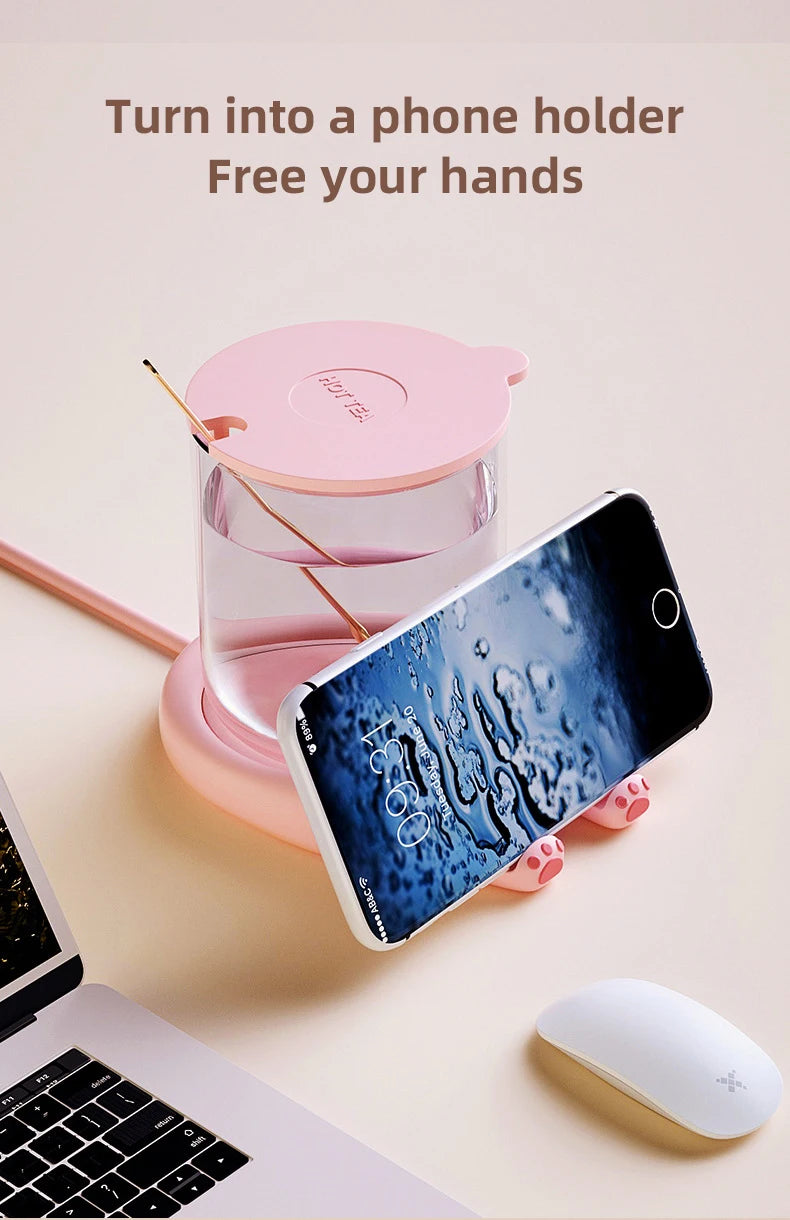 Cute Cats & Dogs Cup Warmer – Coffee Mug Heating Pad with 3 Temperature Settings & Auto-Off Feature | Perfect Gift for Pet Lovers