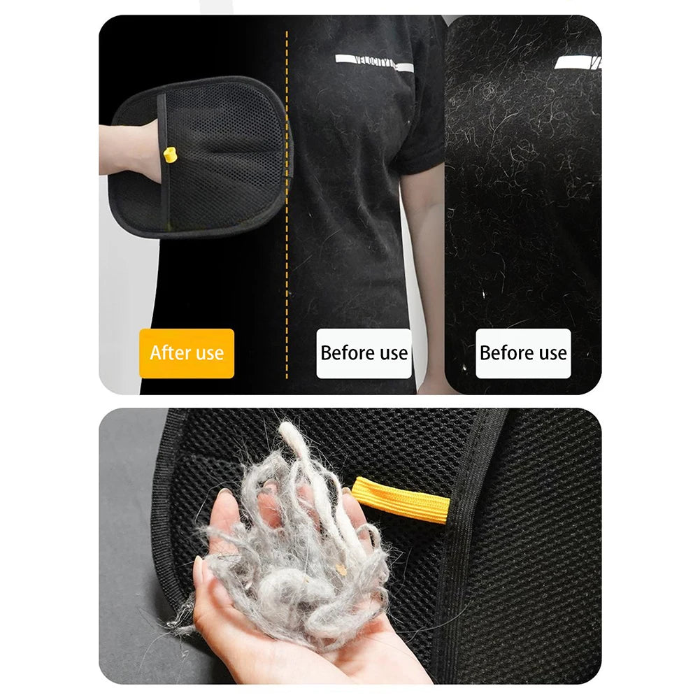 Double-Sided Pet Grooming Gloves – Hair Remover & Static Dedusting Brush for Pets, Furniture, & Clothing (24×16cm)