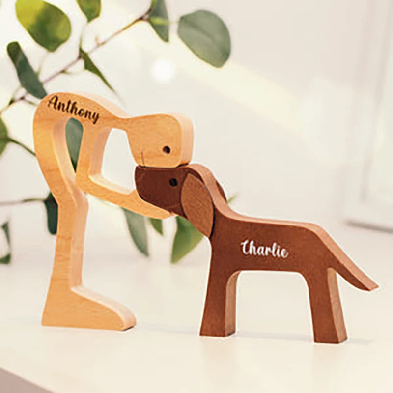 Personalized Wooden Pet Ornament – Custom Dog & Cat Carving Gift for Pet Lovers | Handmade Wood Sculpture Keepsake