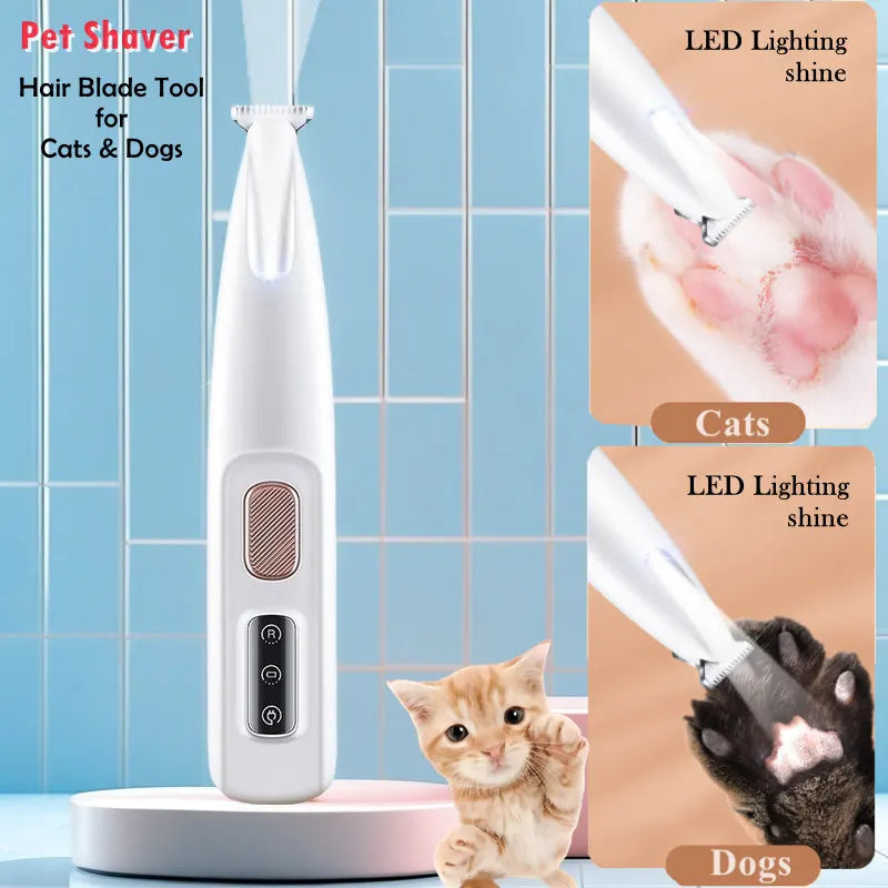 Pet Grooming Clippers with LED Light – Rechargeable Electric Trimmer for Dogs, Cats, Paws, Ears & Face – Quiet Hair Cutting Tool for Small Pets