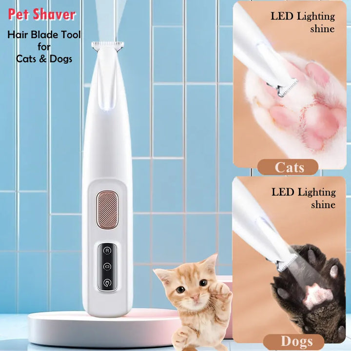 Pet Grooming Clippers with LED Light – Rechargeable Electric Trimmer for Dogs, Cats, Paws, Ears & Face – Quiet Hair Cutting Tool for Small Pets