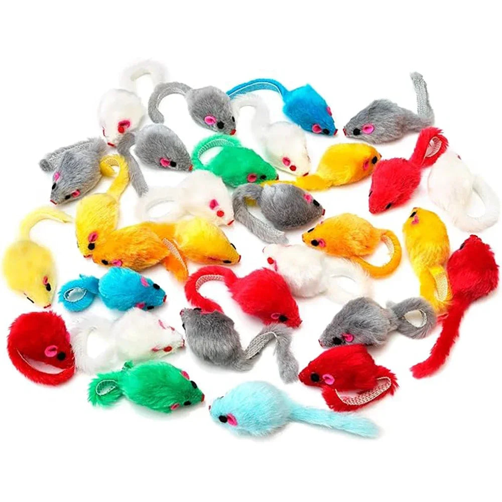 Rattle Cat Mouse Toys – 10PCS Catnip-Filled Faux Fur Mice | Interactive Cat Toys for Indoor Play, Fetch & Hunting Instincts