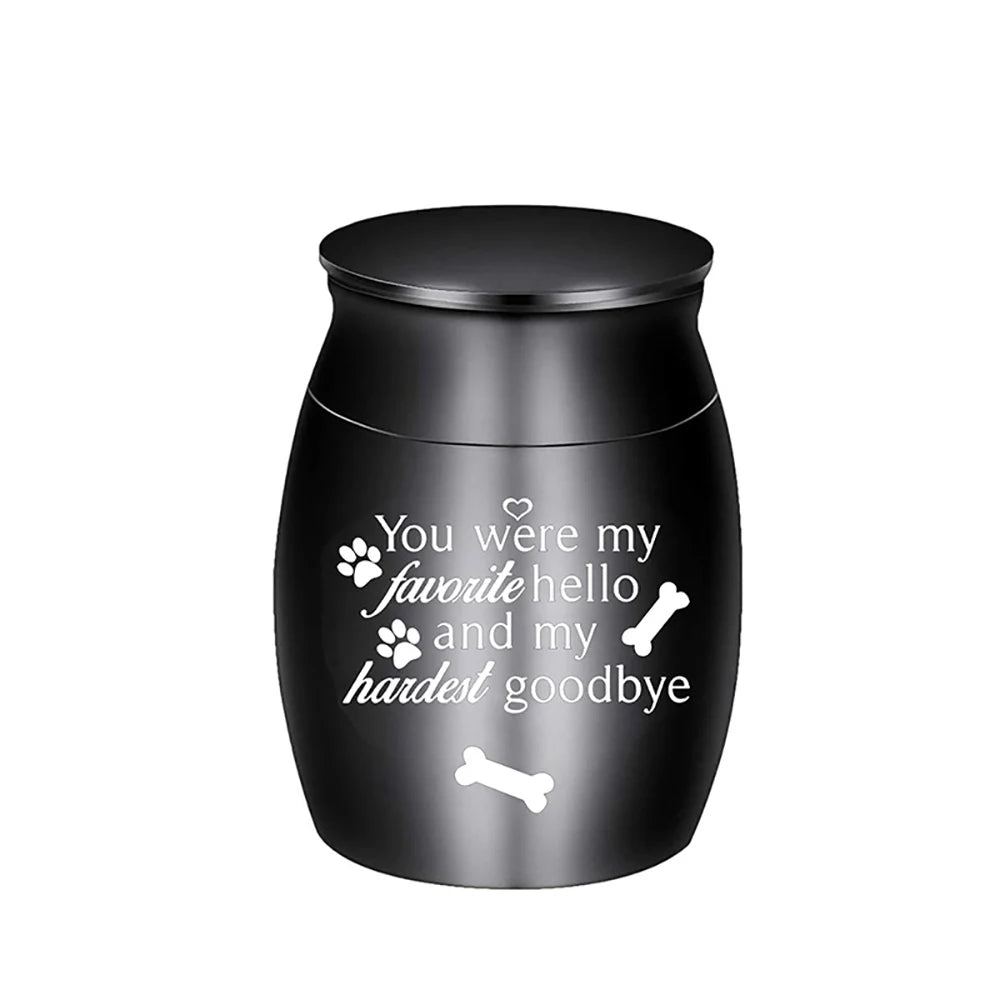Mini Pet Memorial Urn – 1.57" Aluminum Alloy Keepsake for Dog Ashes with Paw Print Design
