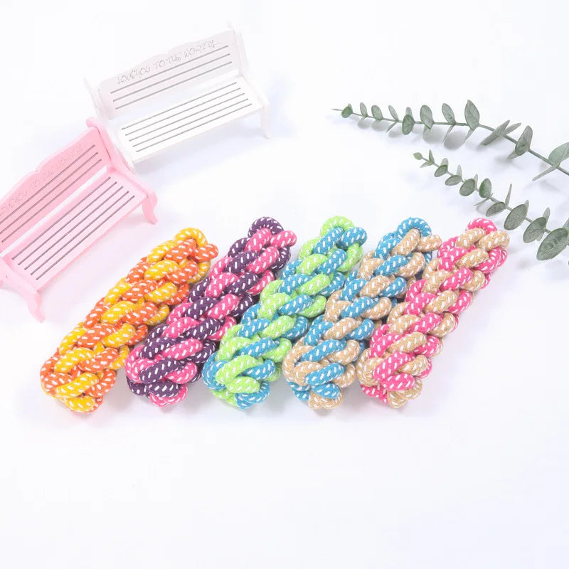 Interactive Cotton Rope Dog Toy Ball – Dental Chew & Toothbrush Toy for Puppies and Small to Large Dogs