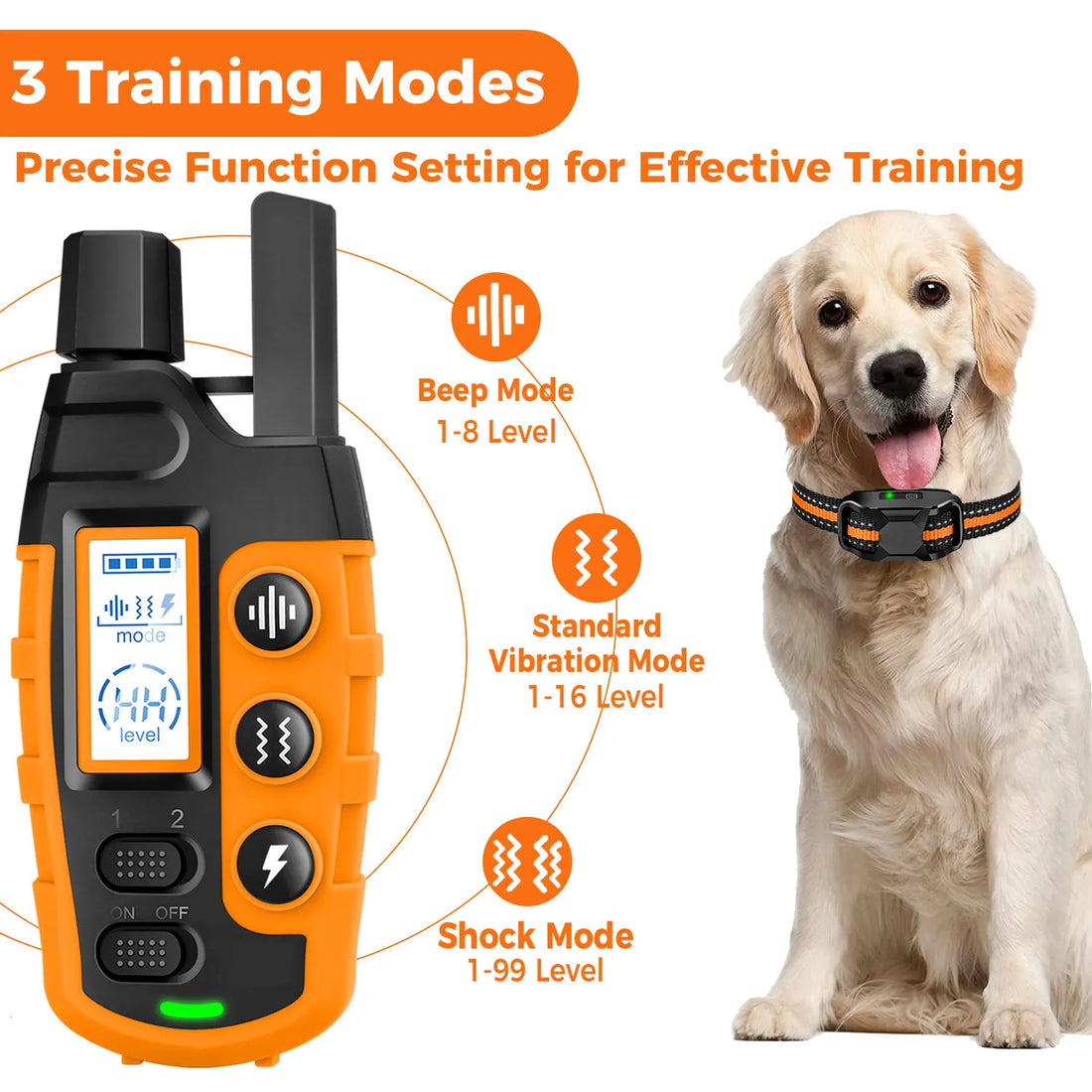 3300Ft Electric Dog Training Collar – Waterproof & Rechargeable Remote Control E-Collar with Shock, Vibration & Beep for Dogs 5–120 lbs