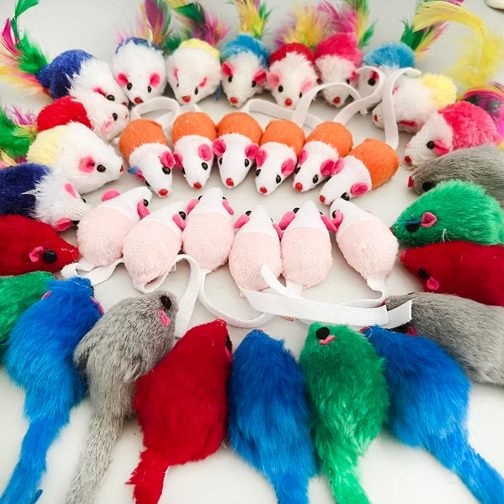 Rattle Cat Mouse Toys – 10PCS Catnip-Filled Faux Fur Mice | Interactive Cat Toys for Indoor Play, Fetch & Hunting Instincts