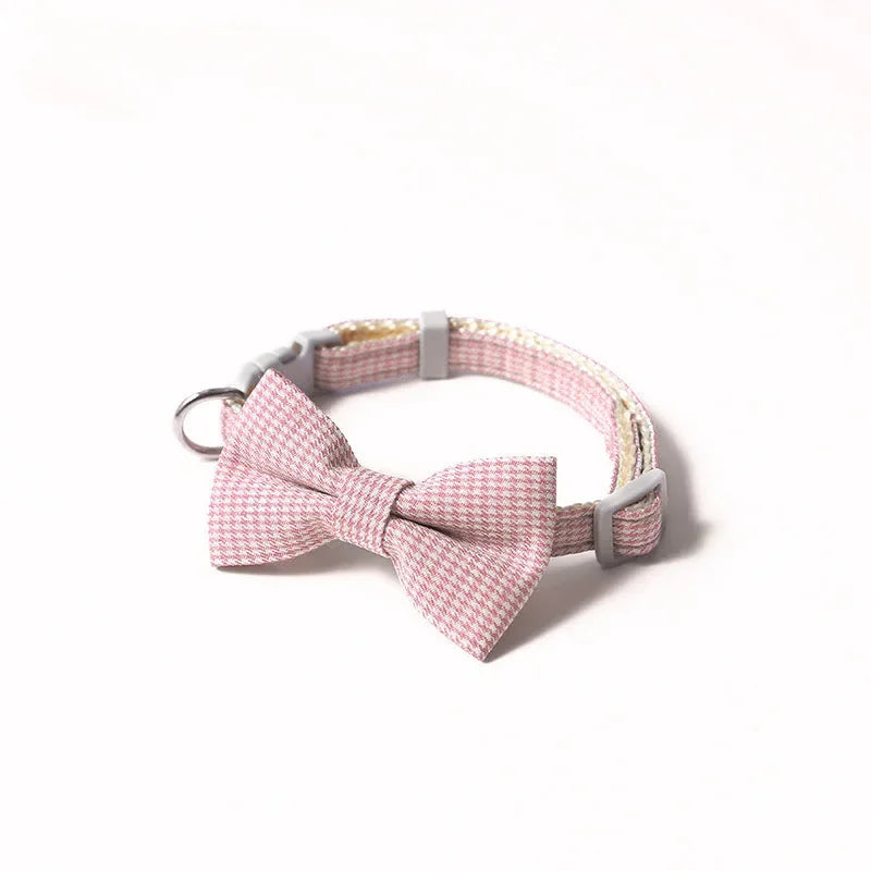 Plaid Pet Collar – Adjustable Lightweight Polyester Collar for Small Dogs & Cats (Red, Blue, Pink)