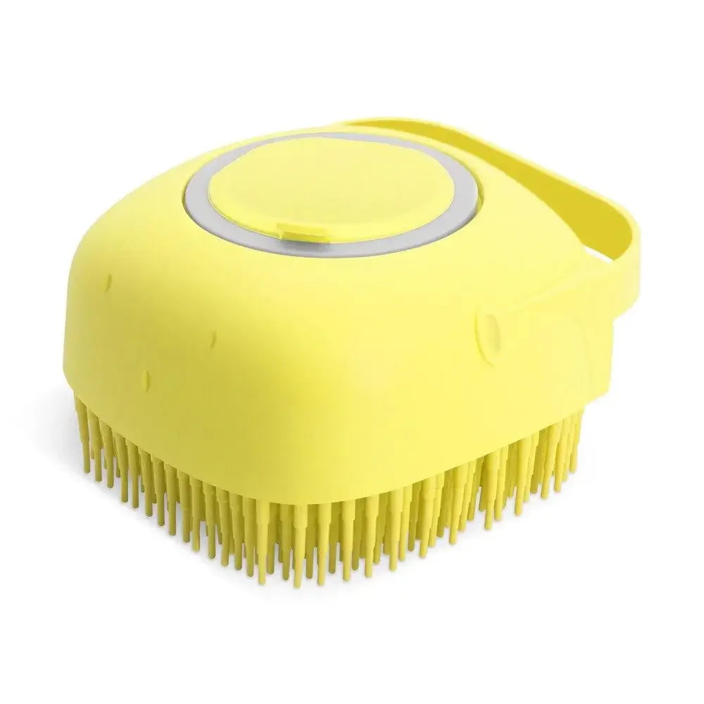 2-in-1 Dog Shampoo Brush with Dispenser – 80ml (2.7oz) Silicone Bath Scrubber for Dogs & Cats, Short Hair Pet Grooming Comb