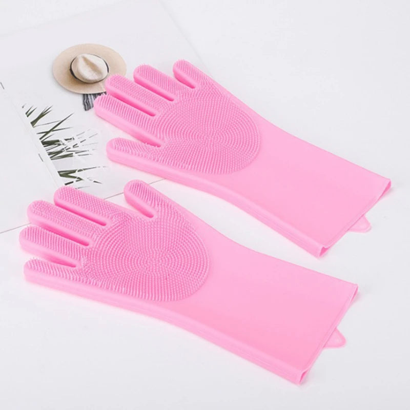 Silicone Pet Grooming & Bathing Gloves – Hair Removal, Massaging & Cleaning Tool for Dogs & Cats (1 Pair, 31×16cm)