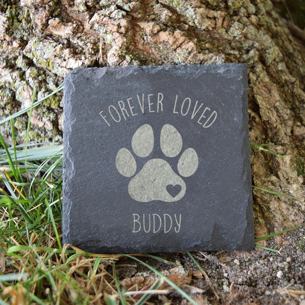 Personalized Pet Memorial Garden Stone – Engraved Slate Stone for Dog Loss, Pet Grave Marker, Garden Path Decor, Bereavement Gift