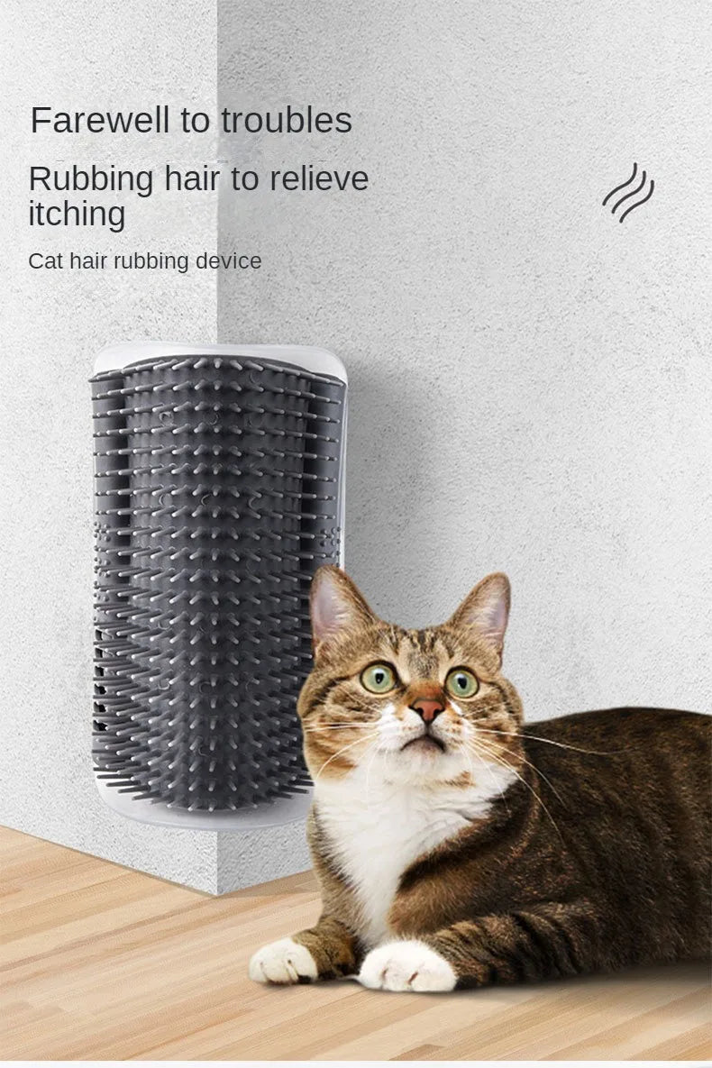 Cat Wall Corner Self-Grooming Brush – Pet Comb & Scratcher with Bristles | Arch Massager for Cats