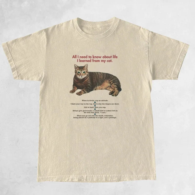 Funny Cat Mom Graphic T-Shirt – Women’s Casual Tee with Cute Cat Quote | Vintage Loose Fit | Cat Lover Gift Top
