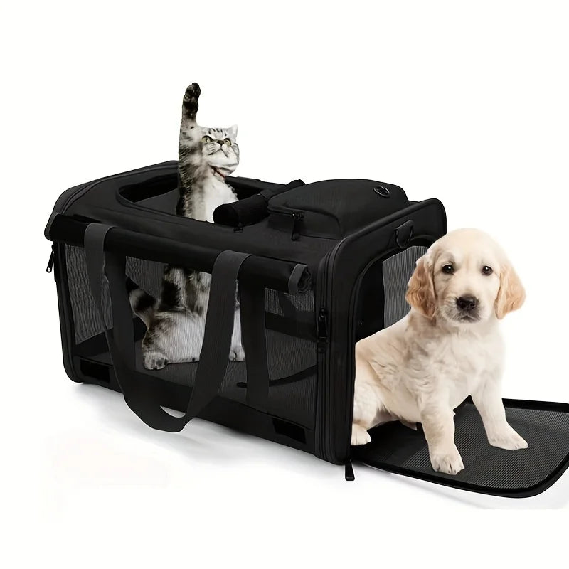 Soft-Sided Pet Carrier for Large & Medium Cats – Breathable Travel Carrier for Big Cats, Small Dogs & Puppies – Airline-Approved Foldable Pet Bag