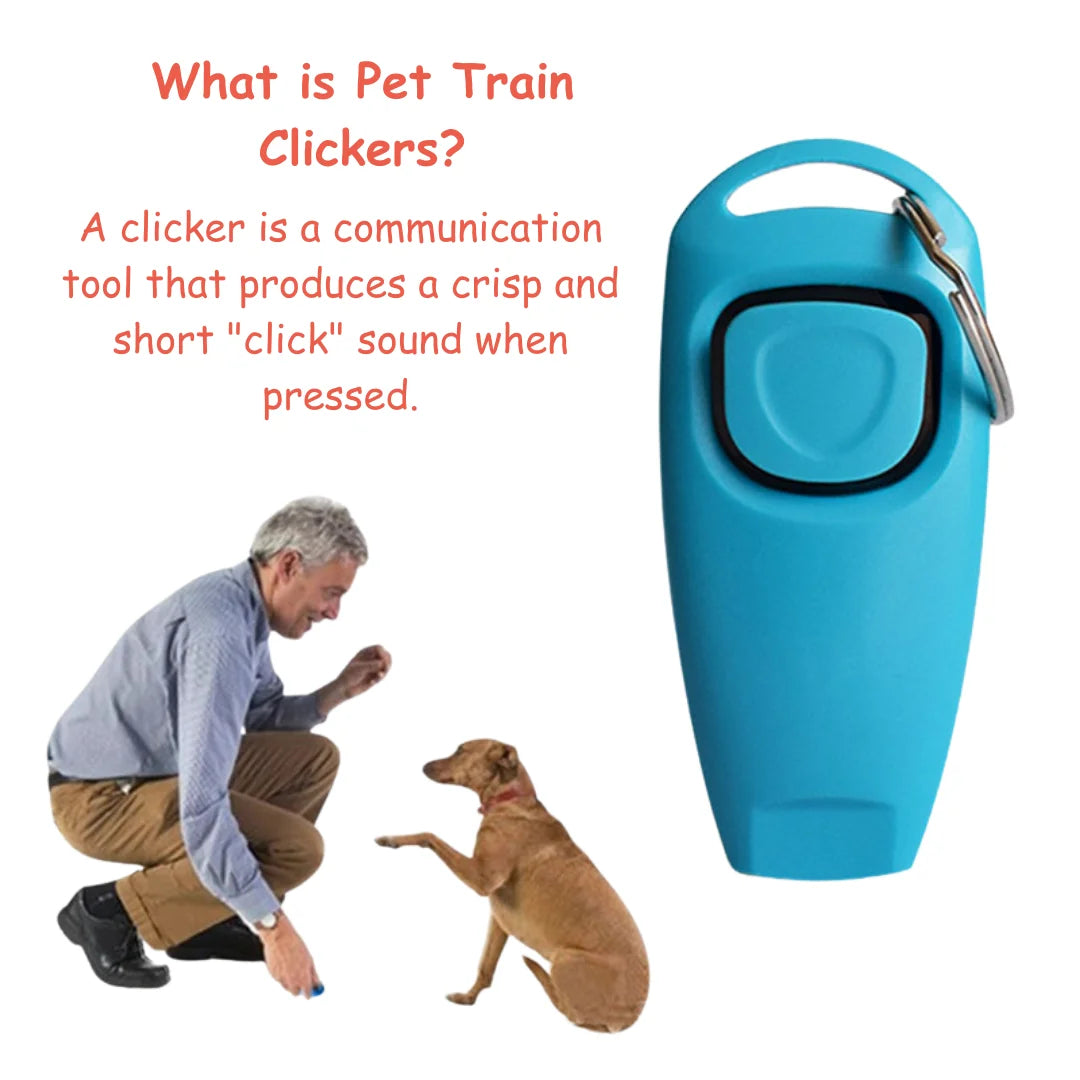 2-in-1 Dog Training Clicker & Whistle – Non-High Frequency Pet Obedience Trainer for Sit, Stay, High Five, Handshake, and Behavior Correction