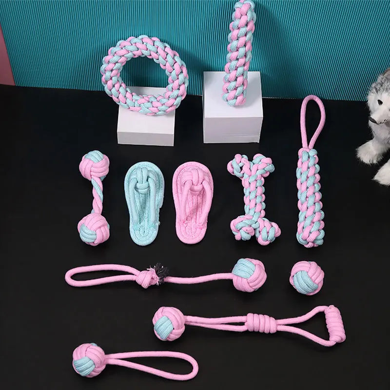 Chew Toy for Small Dogs – Cotton Rope Molar Ball | Dog Training & Teething Toy | Pet Accessories for Teeth Cleaning, Chewing & Play