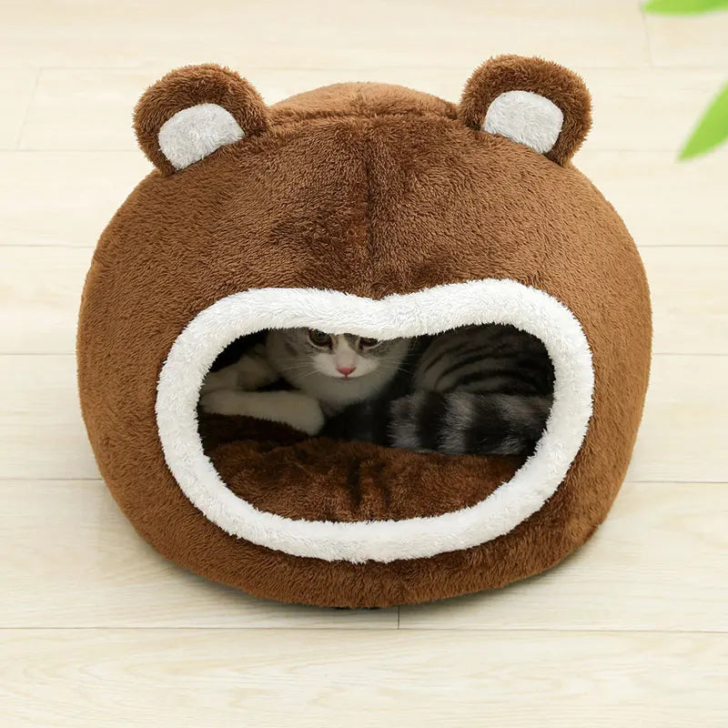 Funny Cat Bed – Warm Plush Cave Tent for Cats & Small Dogs | Ultra-Soft Pet House Lounger Cushion | Winter Cozy Pet Supplies