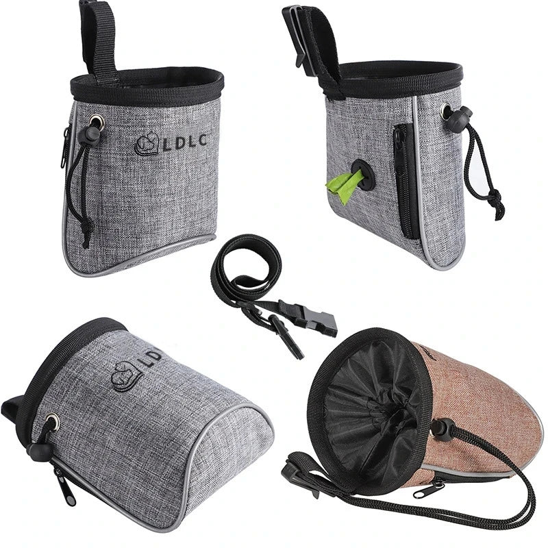 Dog Treat Training Pouch with Built-In Poop Bag Dispenser – Pet Snack Bag for Toys, Kibble & Treats – Adjustable Waist Belt for Outdoor Dog Training