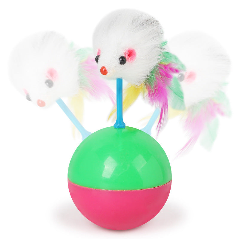 Interactive Non-Tipping Cat & Dog Teaser Toy Set – Self-Standing Mouse Teaser Stick Toys for Playful Pets