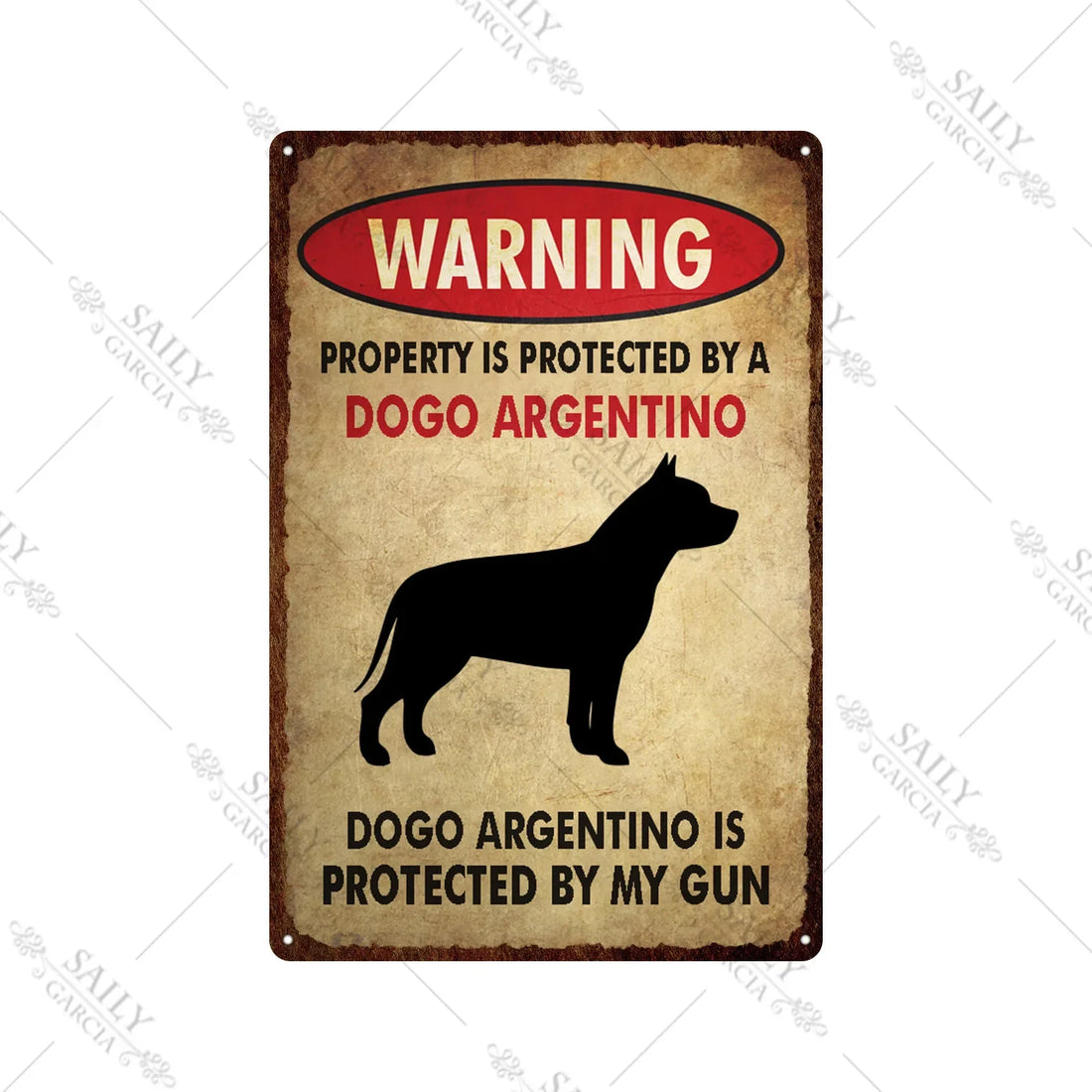 Dog Warning Vintage Tin Sign – Funny Metal Wall Decor for Pet Lovers | Farm, Kennel, or Home Use