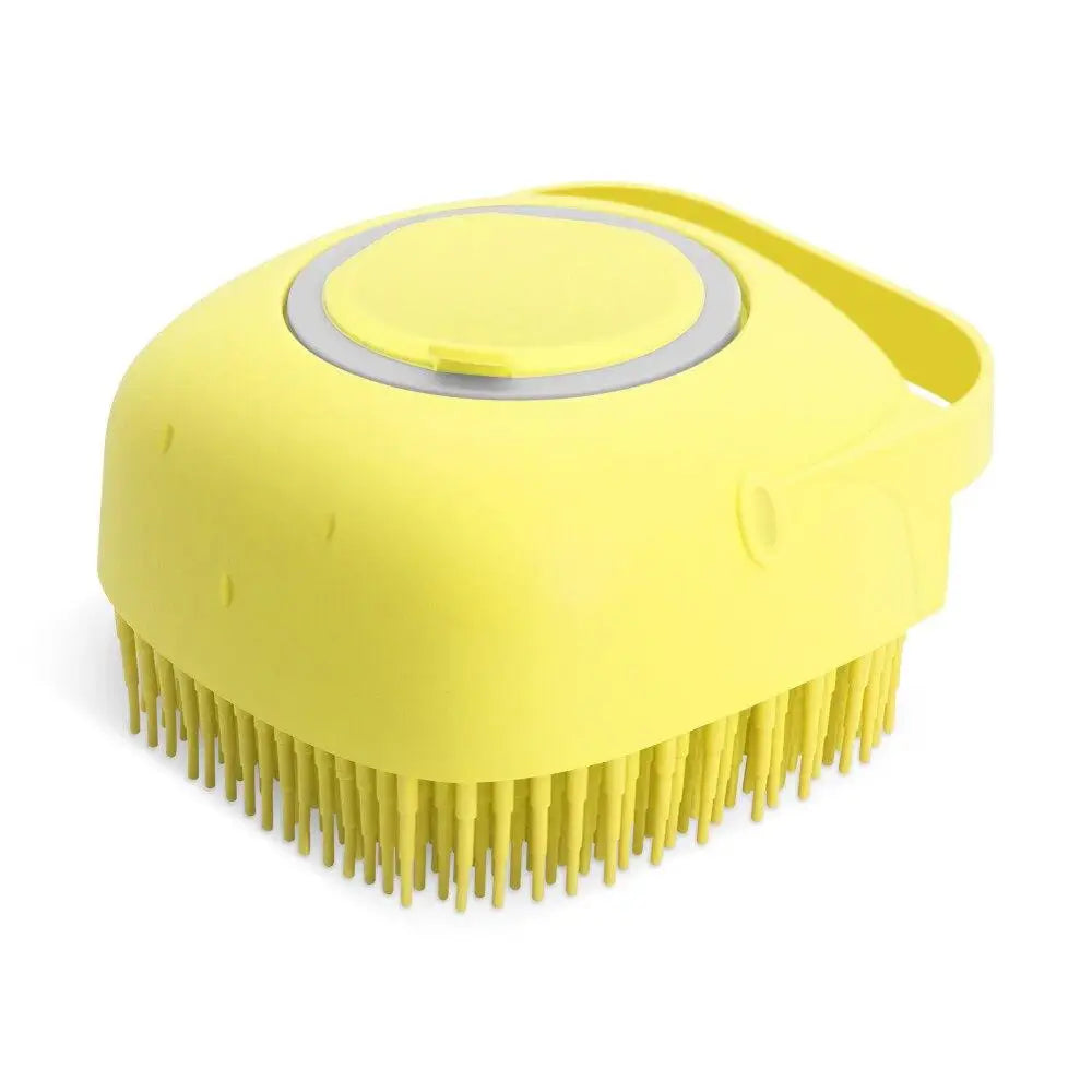 2-in-1 Dog Shampoo Brush with Dispenser – 80ml (2.7oz) Silicone Bath Scrubber for Dogs & Cats, Short Hair Pet Grooming Comb