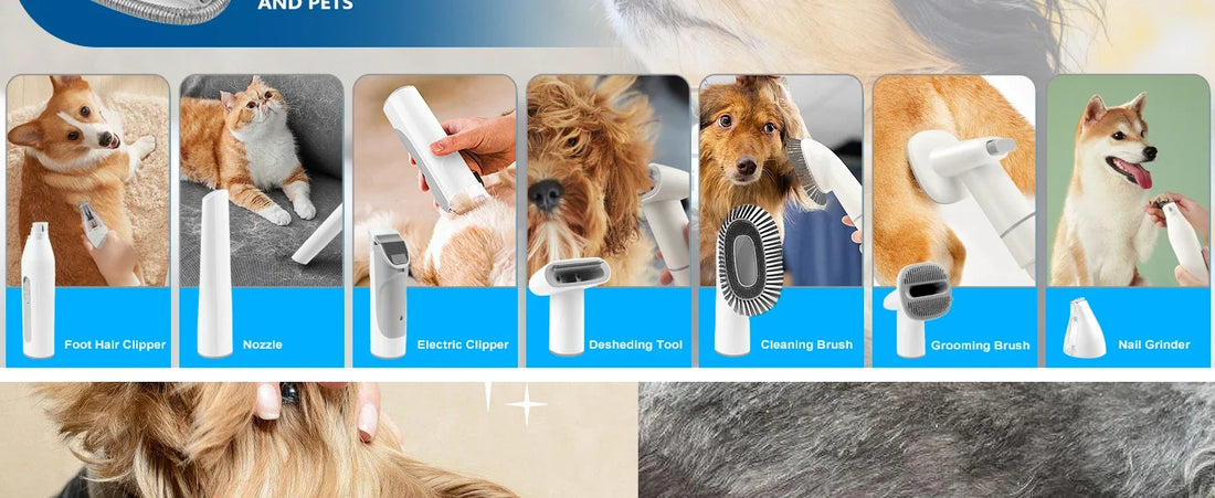 2.5L Pet Grooming Vacuum Kit – Dog & Cat Grooming Kit with Clipper, Combs & Low-Noise Vacuum (US & EU Voltage)