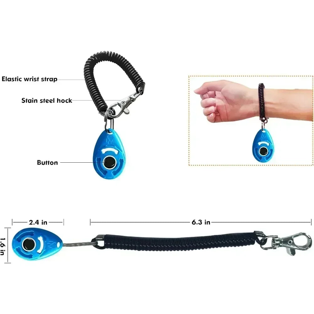Dog Training Clicker with Adjustable Wrist Strap – Easy to Use Pet Trainer for Dogs, Cats, Puppies, Birds, Horses – Lightweight & Durable Obedience Tool