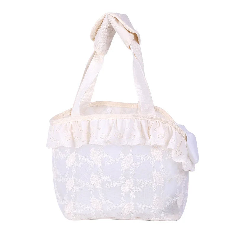 Pet Carrier Bag for Small Cats & Dogs – Lace Handheld Travel Backpack | Soft-Sided Car Seat Transport Tote | Puppy Travel Bag for Women