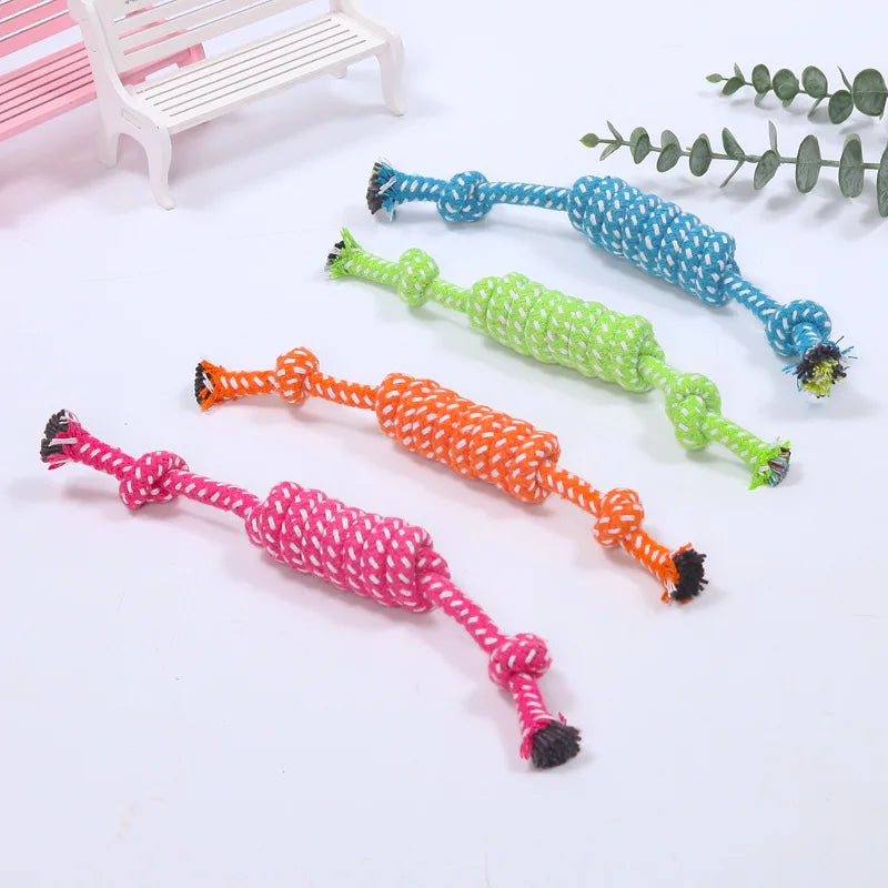 Interactive Cotton Rope Dog Toy Ball – Dental Chew & Toothbrush Toy for Puppies and Small to Large Dogs