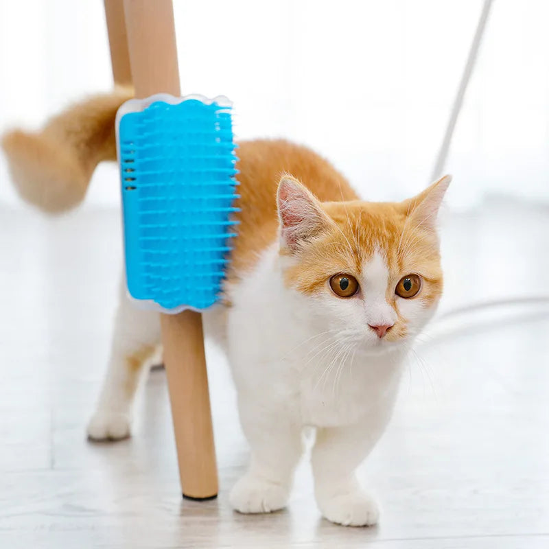 Cat Wall Corner Self-Grooming Brush – Pet Comb & Scratcher with Bristles | Arch Massager for Cats