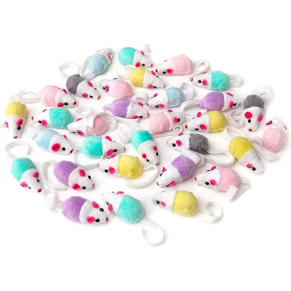 Rattle Cat Mouse Toys – 10PCS Catnip-Filled Faux Fur Mice | Interactive Cat Toys for Indoor Play, Fetch & Hunting Instincts