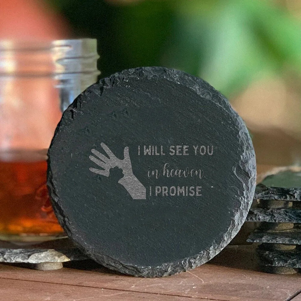 “A Piece of My Heart Lives in Heaven” Pet Memorial Stone – Engraved Ceramic Coaster Plaque for Cat & Dog Loss, Pet Grave Marker Gift