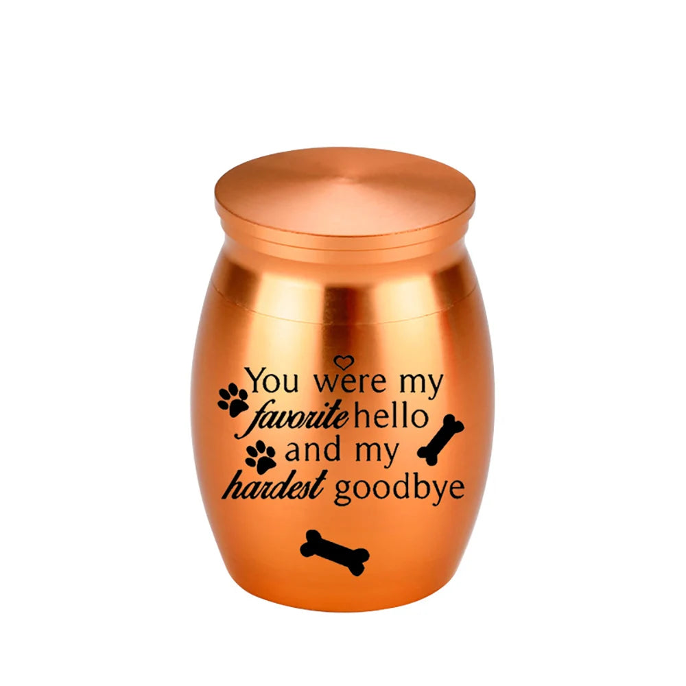 Mini Pet Memorial Urn – 1.57" Aluminum Alloy Keepsake for Dog Ashes with Paw Print Design