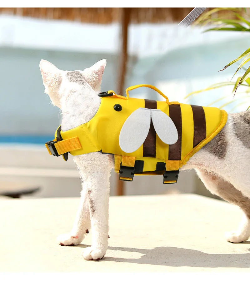 Cute Bee & Dragonfly Dog Life Jacket – Waterproof Safety Vest for Cats & Small Dogs