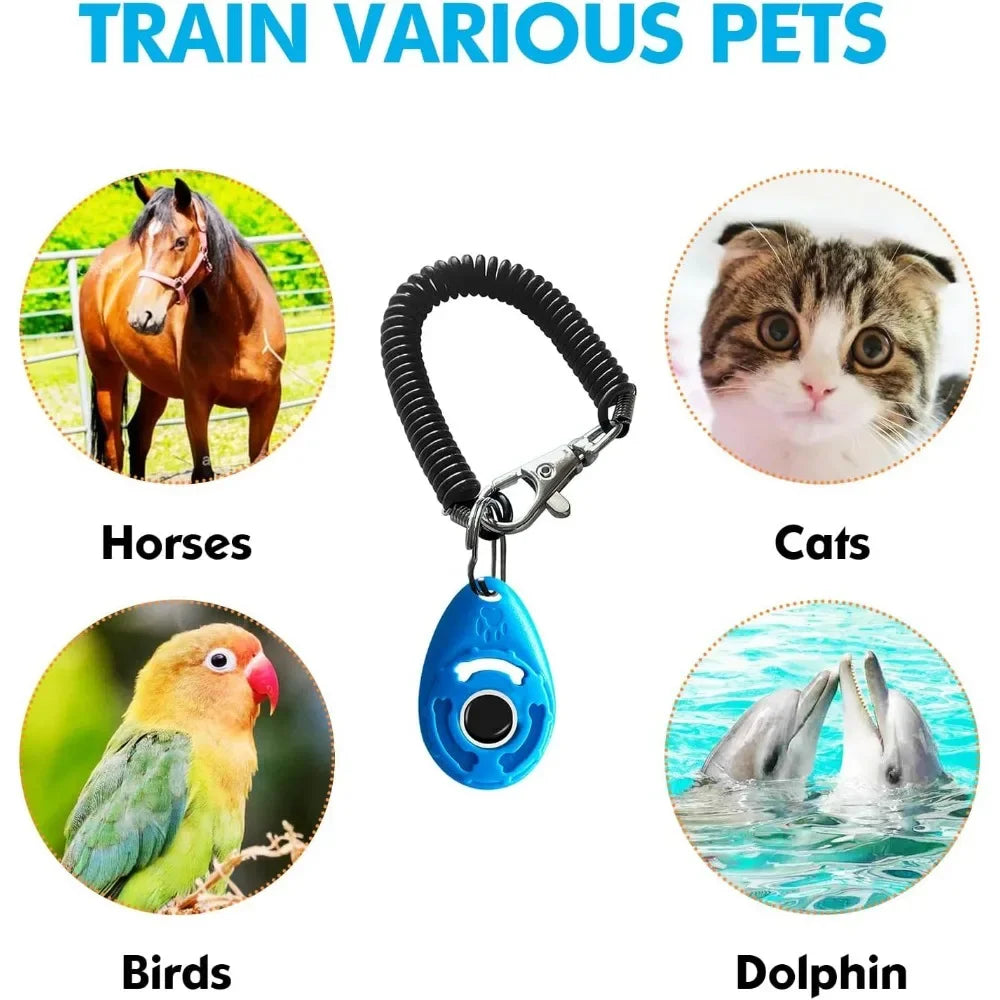 Dog Training Clicker with Adjustable Wrist Strap – Easy to Use Pet Trainer for Dogs, Cats, Puppies, Birds, Horses – Lightweight & Durable Obedience Tool