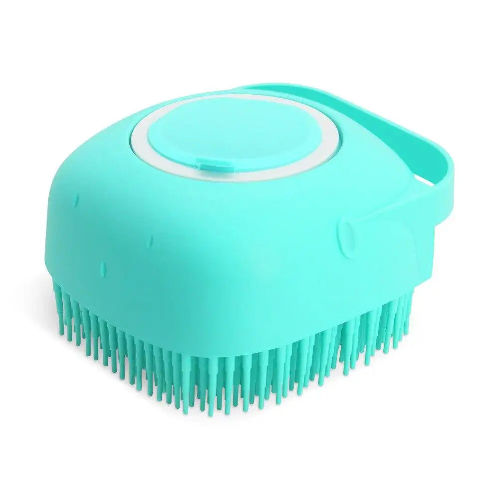 2-in-1 Dog Shampoo Brush with Dispenser – 80ml (2.7oz) Silicone Bath Scrubber for Dogs & Cats, Short Hair Pet Grooming Comb