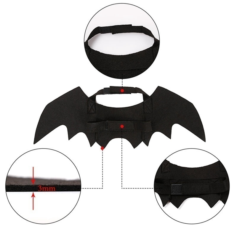 Halloween Bat Wings Costume for Cats & Dogs – Black Felt Harness Outfit | Pet Cosplay Party Clothes