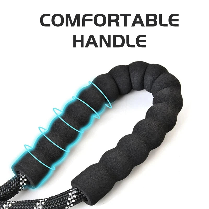 Reflective Nylon Dog Leash – Heavy-Duty Braided Rope Lead for Night Walks