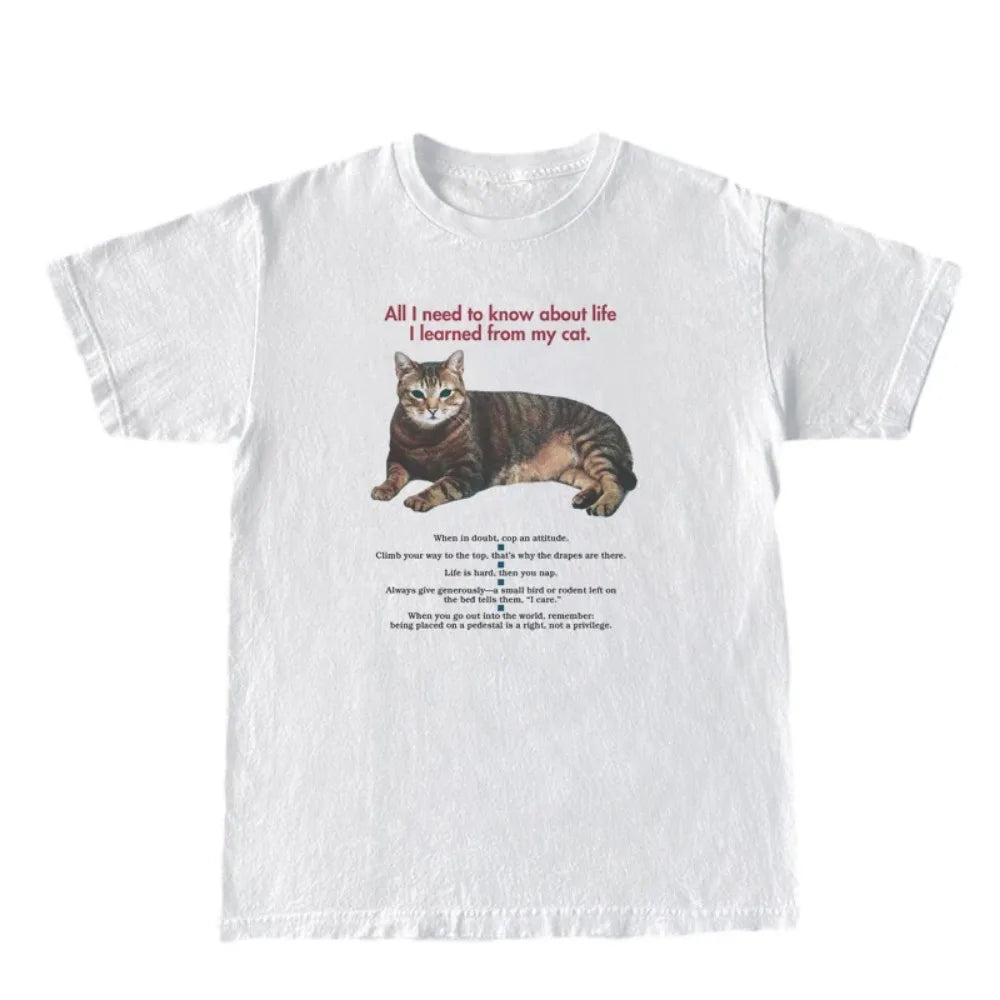 Funny Cat Mom Graphic T-Shirt – Women’s Casual Tee with Cute Cat Quote | Vintage Loose Fit | Cat Lover Gift Top