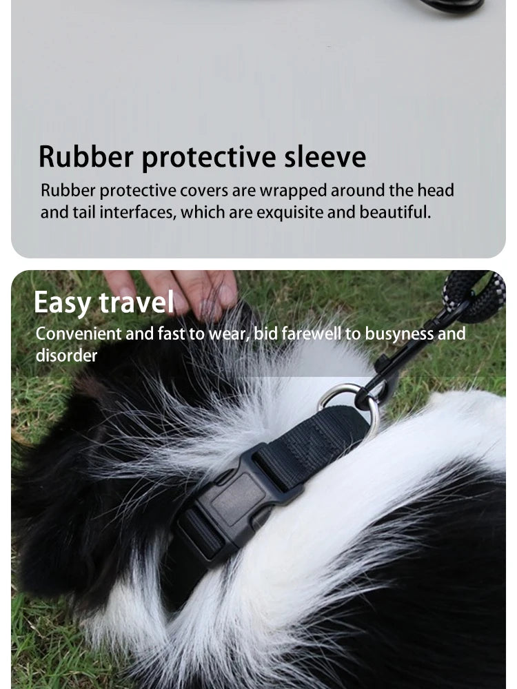 Reflective Nylon Dog Leash – Heavy-Duty Braided Rope Lead for Night Walks
