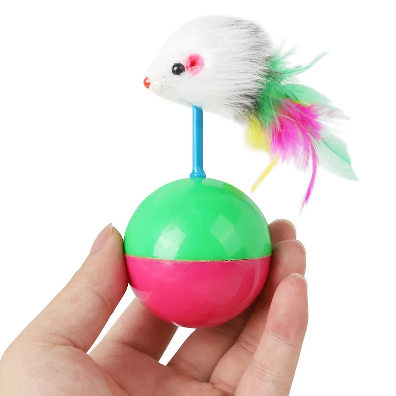 Interactive Non-Tipping Cat & Dog Teaser Toy Set – Self-Standing Mouse Teaser Stick Toys for Playful Pets