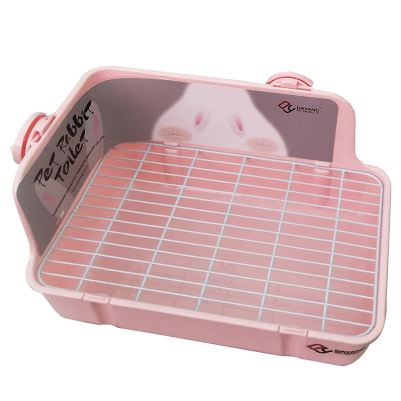 Rabbit Litter Box Toilet – Corner Potty Trainer for Small Pets | Durable Plastic Bunny Potty Tray with Cage Buckles